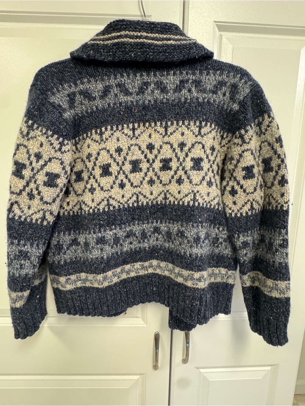 Vintage Talbots women's knit sweater zip up collared wool blend size Lg Aztec - Picture 7 of 8